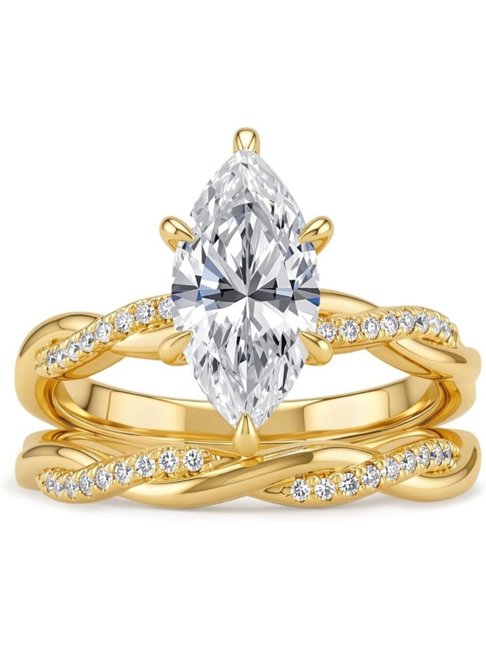 Stunning 3.5CT Marquise Cut Engagement Ring Set for Women, Sizes 5-9, Bridal